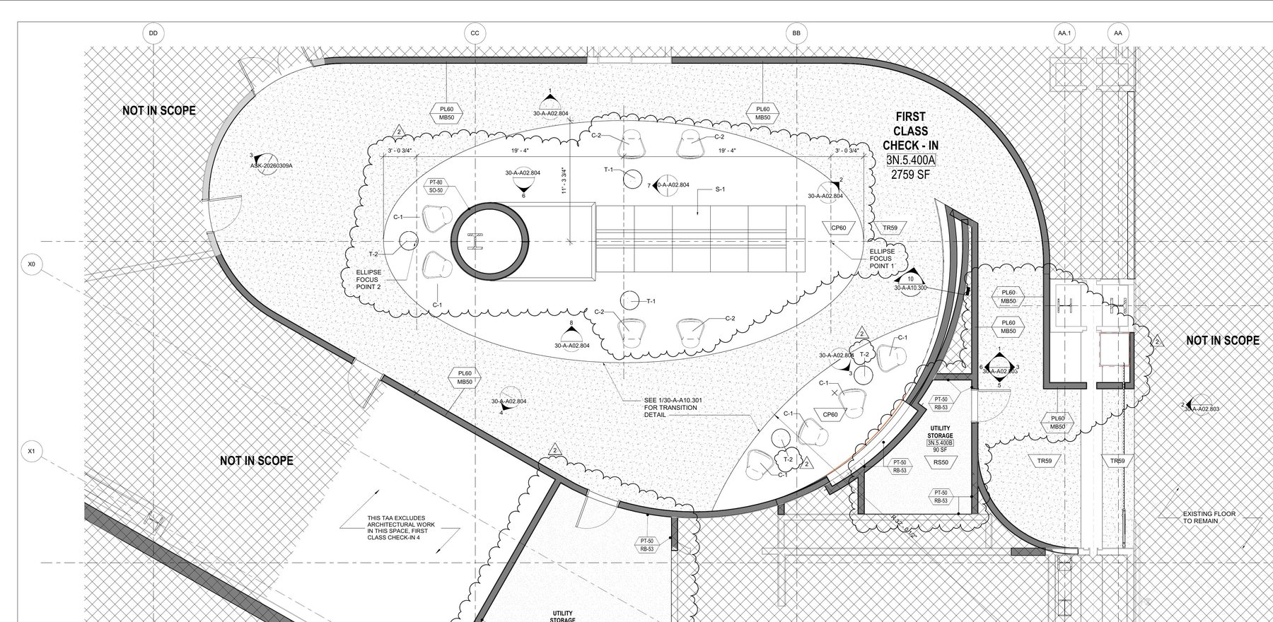 JFK VIP Check-In, Furniture and Finish Plan