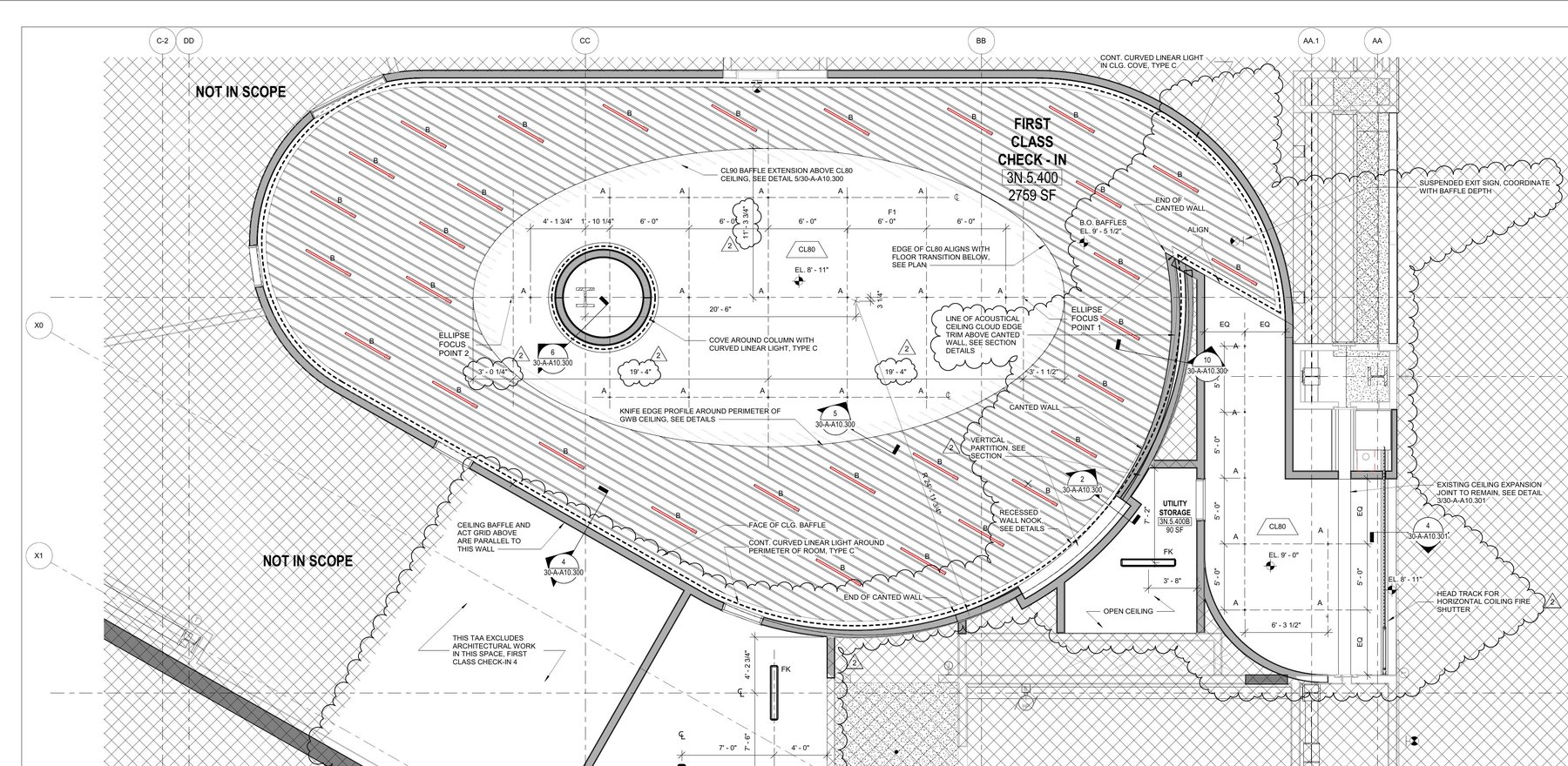 JFK VIP Check-In, Reflected Ceiling Plan